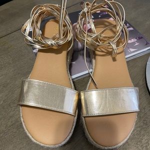 Gold Lace-up Sandals